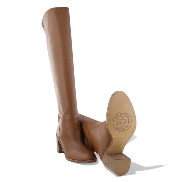 Golden Goose $999 Vivienne Knee-High Leather Boots Marrone Caramello Womens 38/8 - Picture 3 of 6